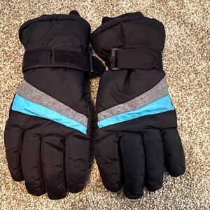 Women's Black and Blue Winter Gloves
